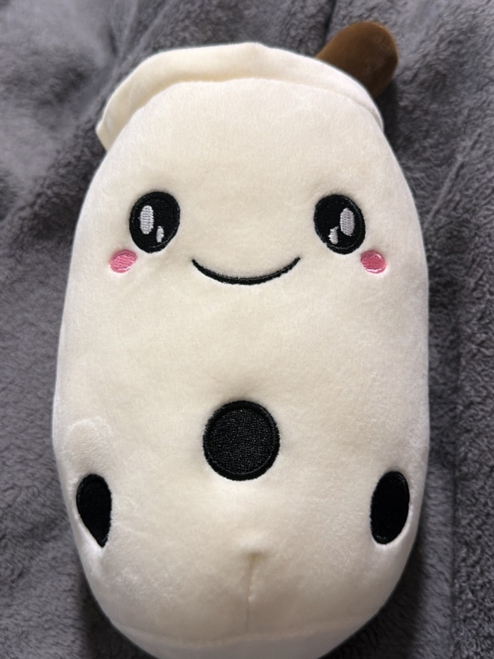 Plush Cream Bubble Tea Stuffed Animal - Cute Smiling Boba Plush